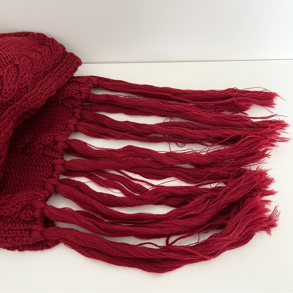 Isabel Marant extra long cable knit scarf, red, 100% wool - Picture 4 of 5